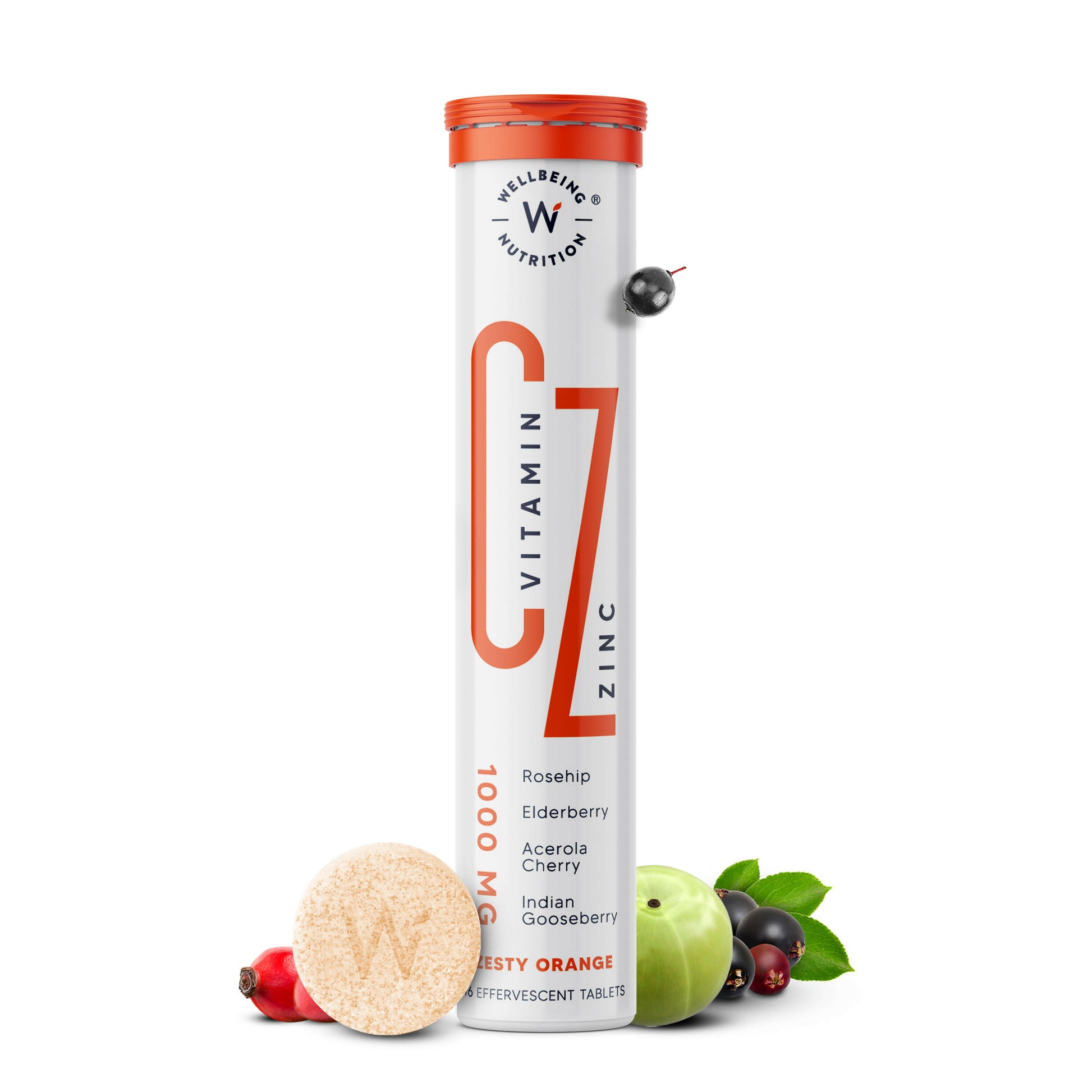 Wellbeing Nutrition Organic Vitamin C + Zinc Effervescent Tablets - Distacart