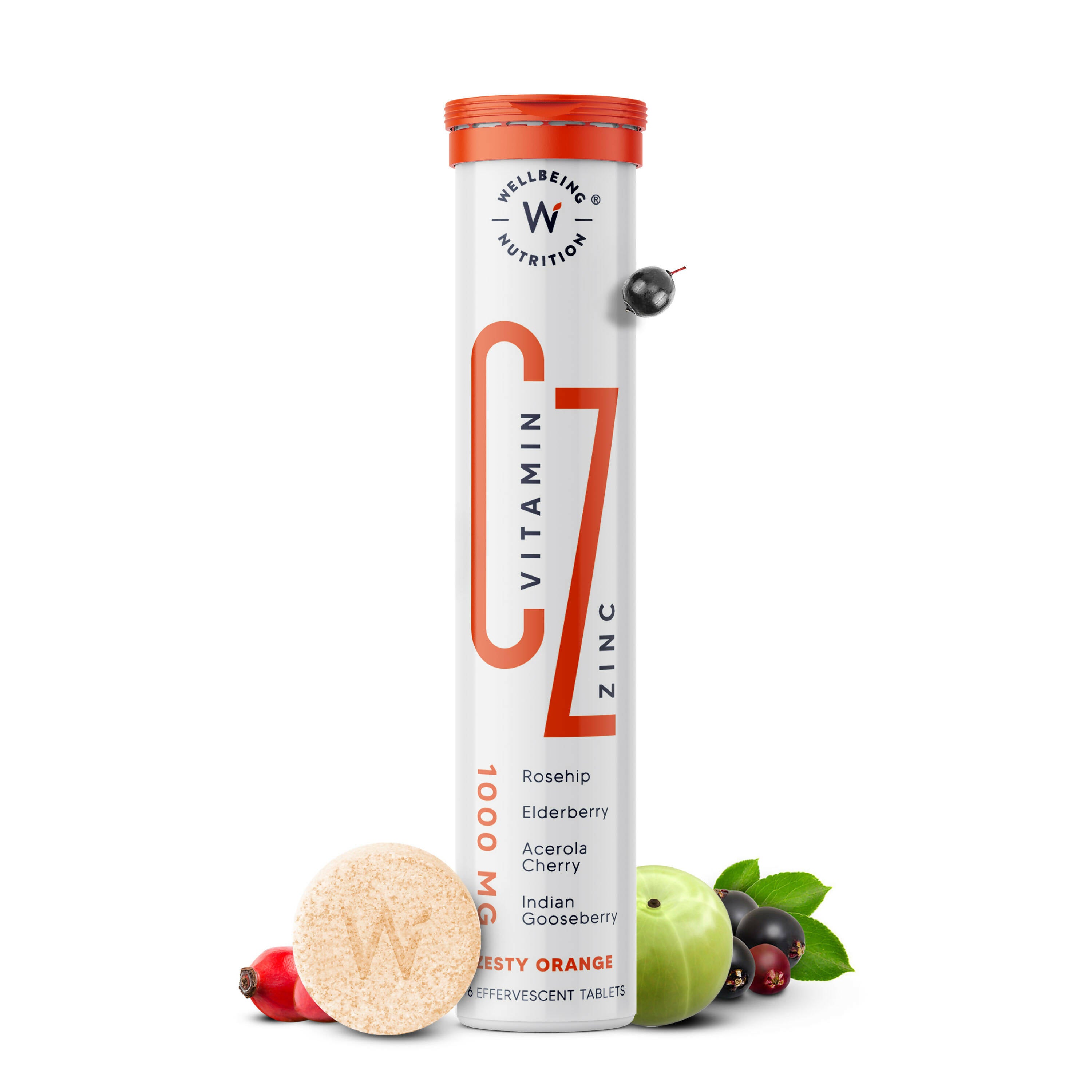 Wellbeing Nutrition Organic Vitamin C + Zinc Effervescent Tablets - Distacart