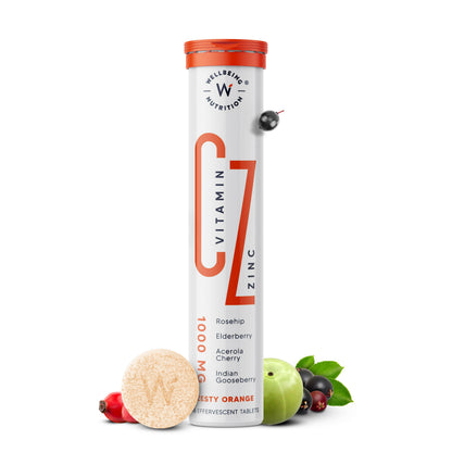Wellbeing Nutrition Organic Vitamin C + Zinc Effervescent Tablets - Distacart