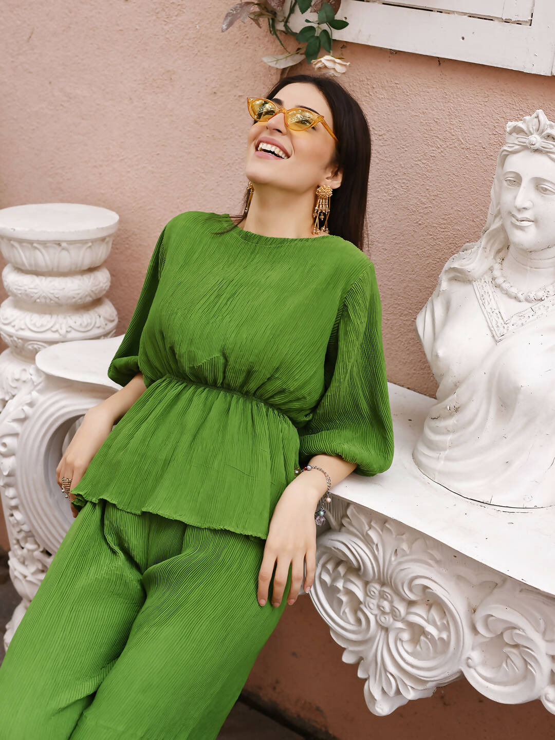 Green Crush Plain Top with Matching Bottom - Eesha - Distacart