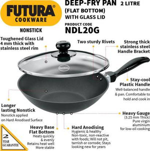 Hawkins Futura Non-stick Deep Fry Pan with Glass Lid 2 L (NDL20G) - Distacart