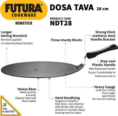 Hawkins Futura Non-stick Dosa Tava 28 cm Diameter (NDT28) - Distacart