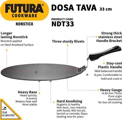 Hawkins Futura Non-stick Dosa Tava 33 cm Diameter (NDT33) - Distacart