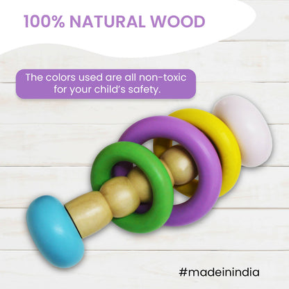 Matoyi Classic Wooden Dumbbell Rattle For Babies - Distacart