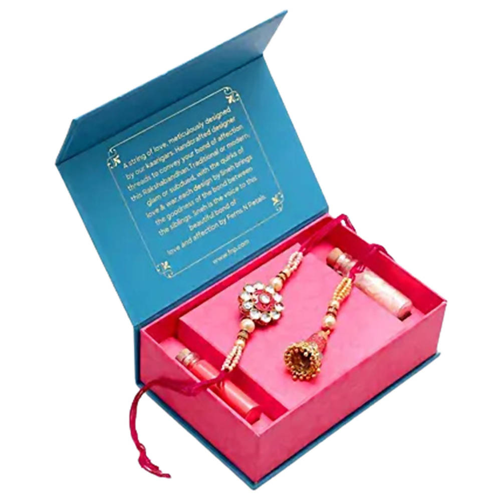 Traditional Meenakari Lumba And Kundan Rakhi Set