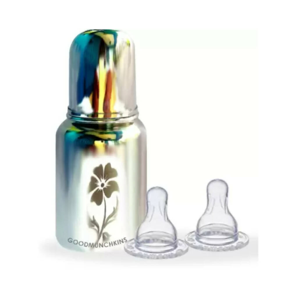 Goodmunchkins Stainless Steel Feeding Rustfree Bottle with 2 Anti Colic Silicone Nipple For Kids 150 ml - Distacart