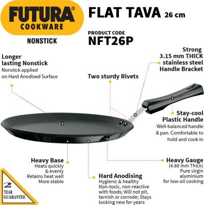 Hawkins Futura Non-stick Flat Tava 26 cm Diameter (NFT26P) - Distacart