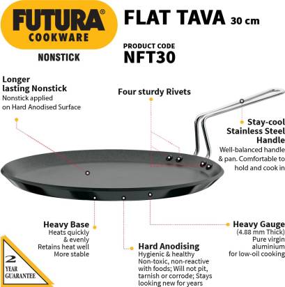 Hawkins Futura Non-stick Flat Tava 30 cm Diameter (NFT30) - Distacart