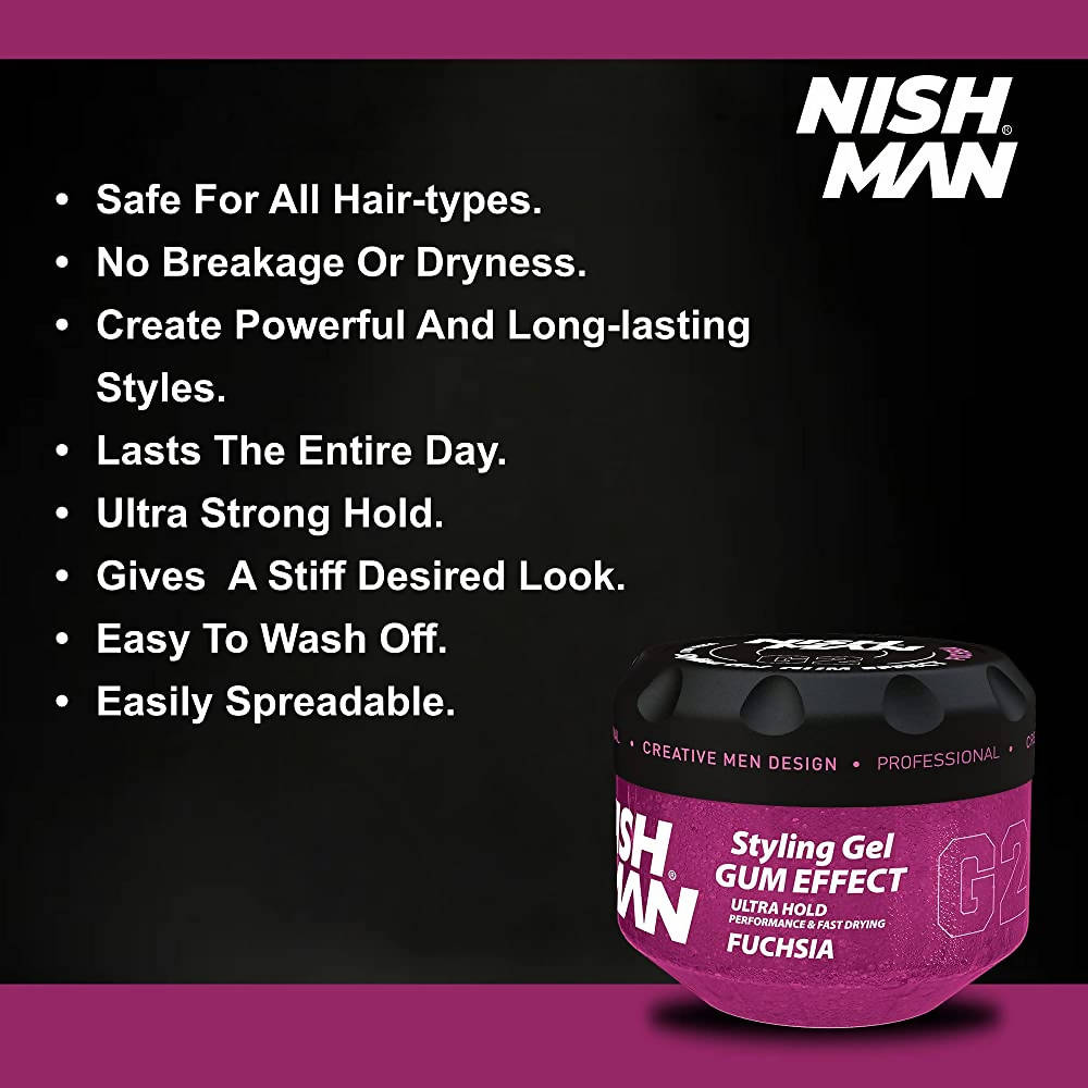 Nishman Hair Styling Gummy Gel Fuchsia - Wet Look - Distacart