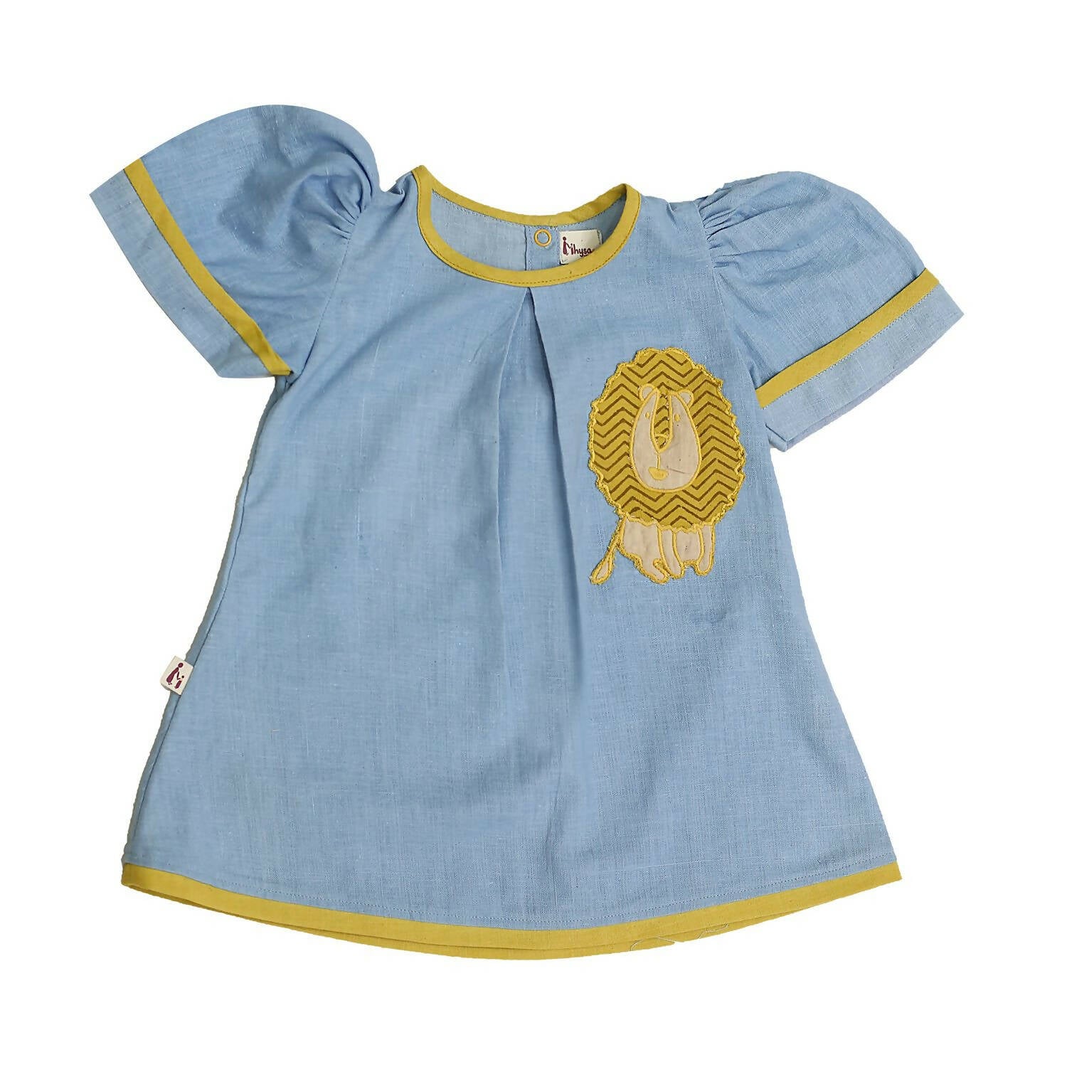 Mhyssa Blue Puff Sleeve A-line Frock - Distacart