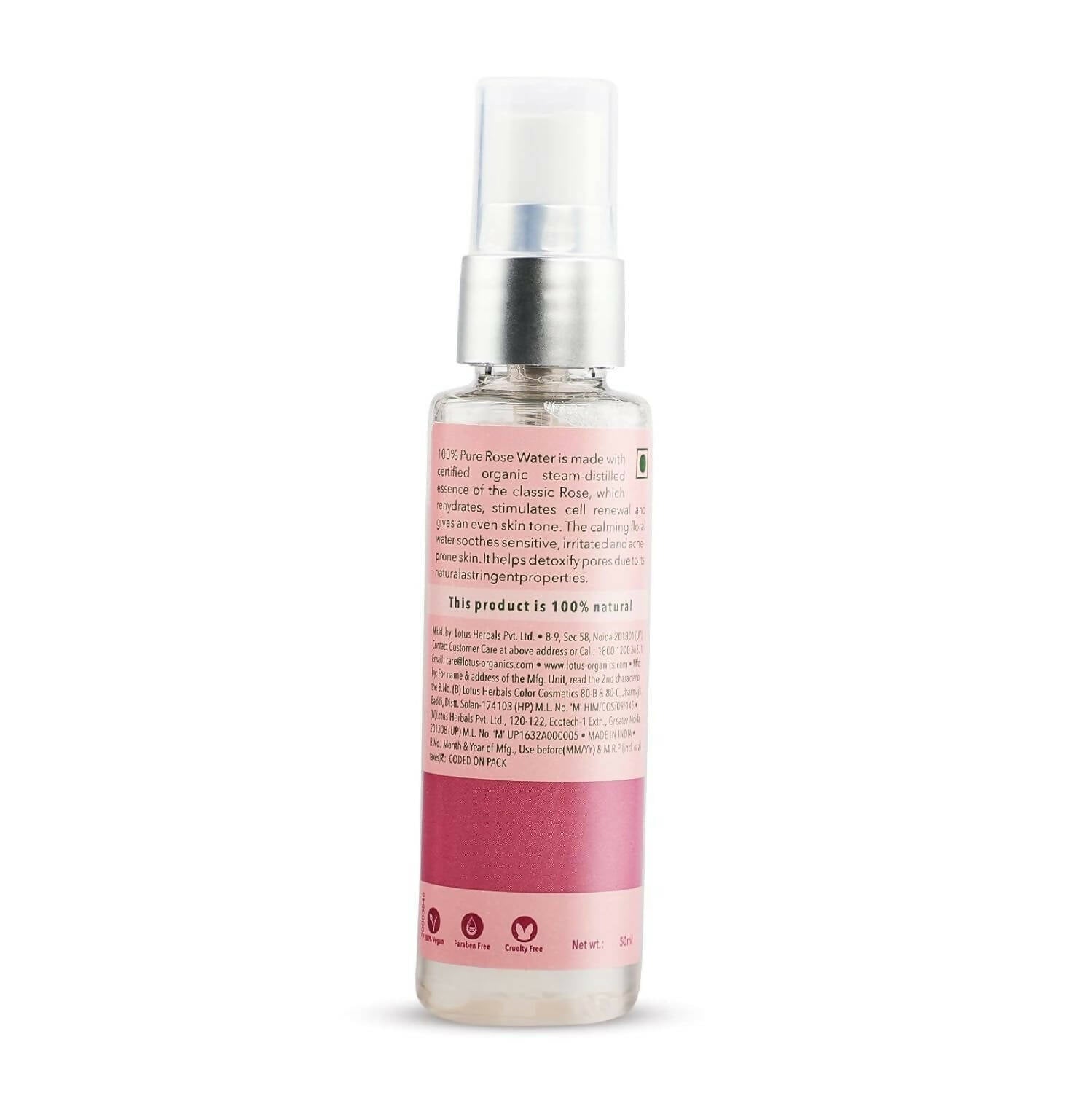 Lotus Organics+ 100% Pure Rose Floral Water - Distacart