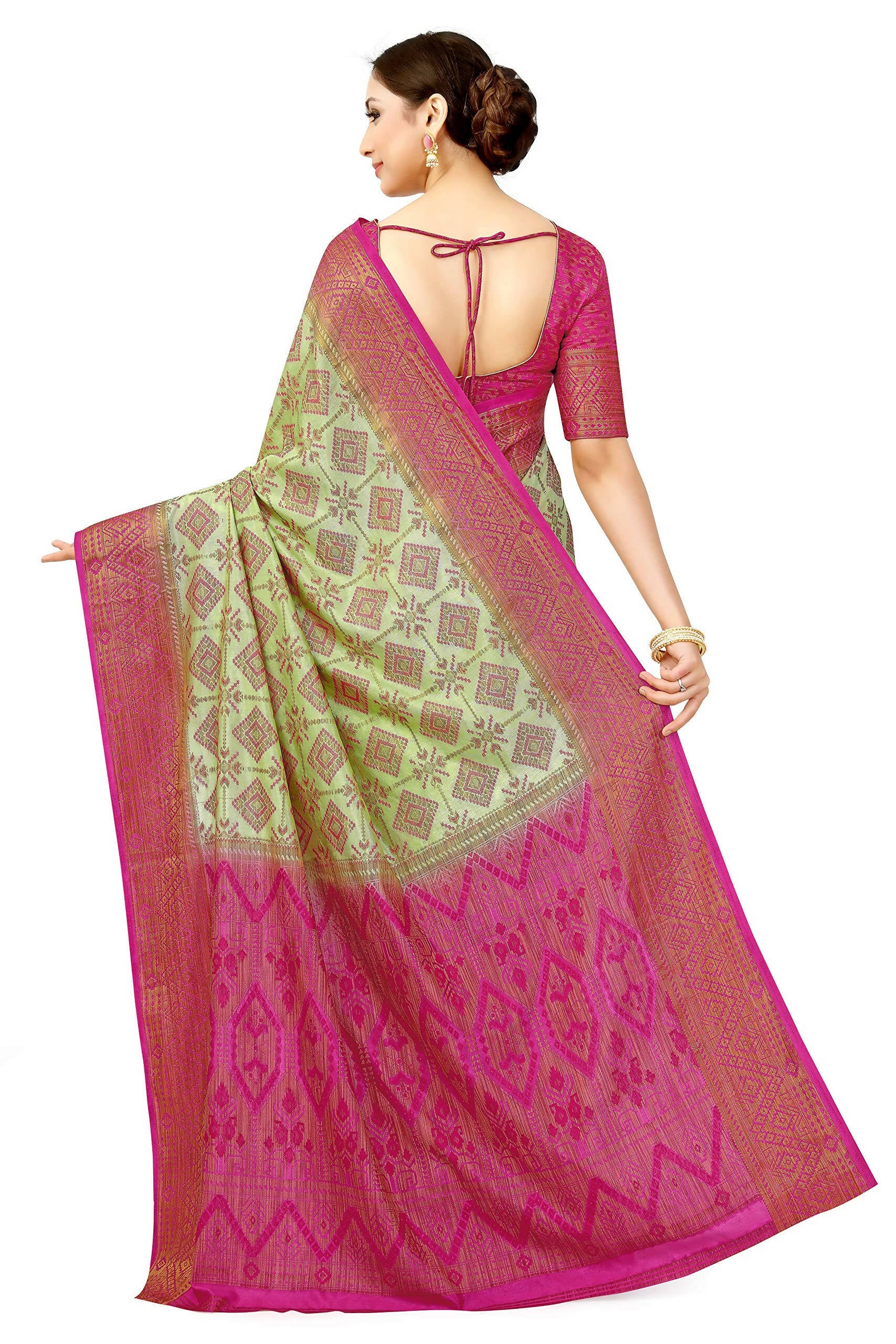 Mimosa Women's Patola Style Art Silk Green Saree - Distacart