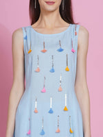 Thumbnail for Women Republic Powder Blue Hand Embellished Kurta With Harem Pants - Distacart