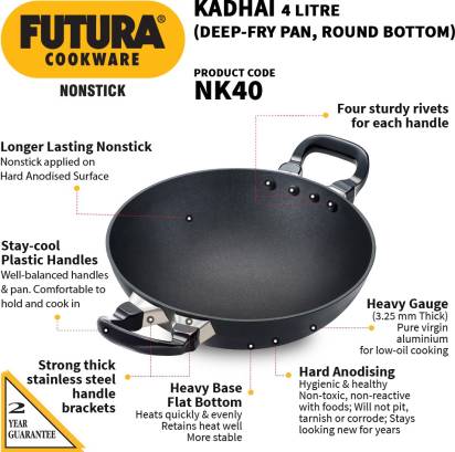 Hawkins Futura Non-stick Kadhai 30 cm Diameter 4 L (NK40) - Distacart