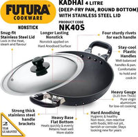 Thumbnail for Hawkins Futura Non-stick Kadhai 30 cm Diameter with Lid 4 L (NK40S) - Distacart