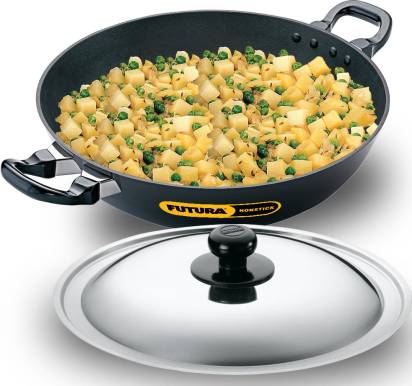 Hawkins Futura Non-stick Kadhai 30 cm Diameter with Lid 4 L (NK40S) - Distacart