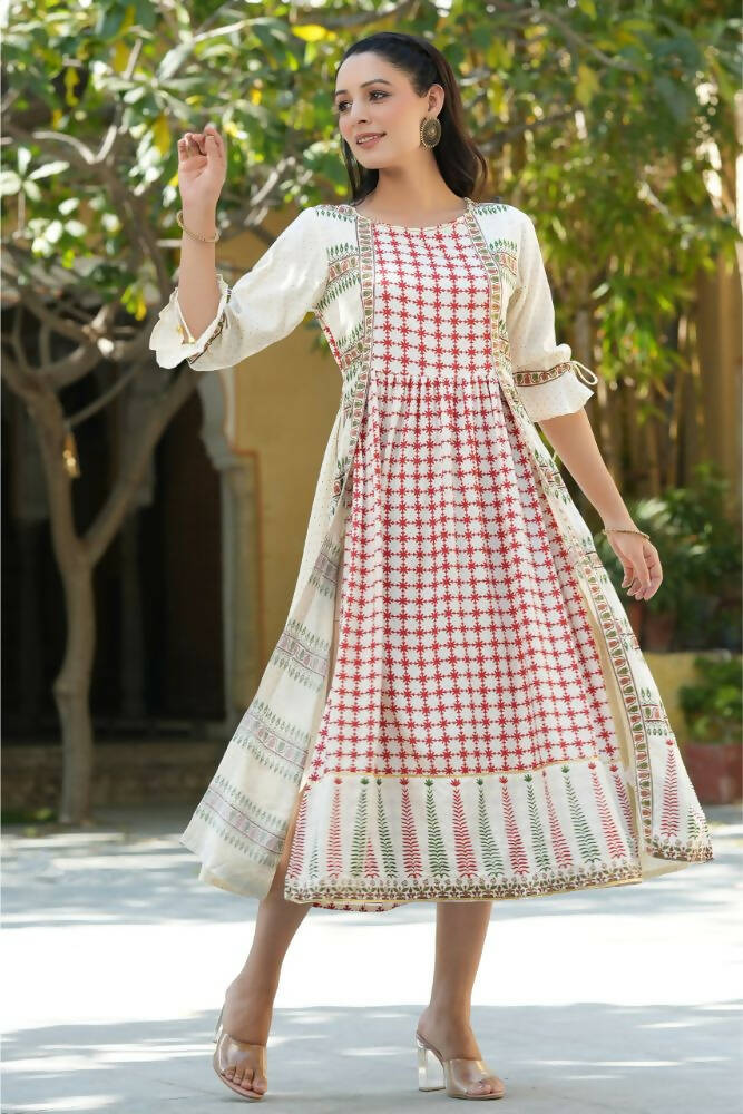 Juniper Women Ivory Rayon Printed A-Line Dress - Distacart