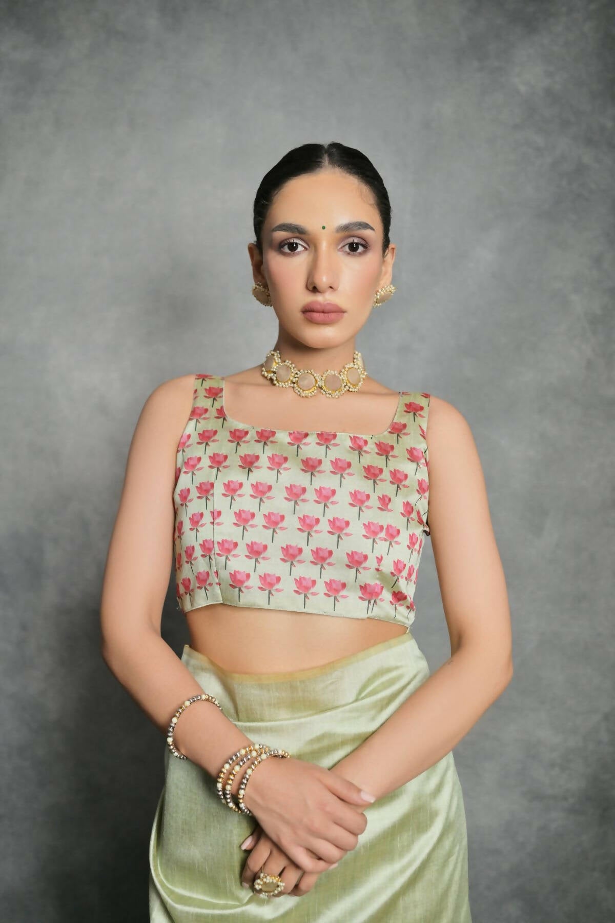 Vishnu Weaves Women's Pista Soft Tussar Silk Printed Saree with Blouse - Distacart