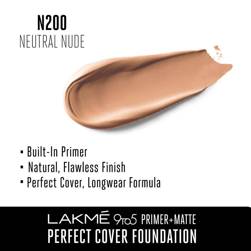 Lakme 9 To 5 Primer + Matte Perfect Cover Foundation N200 Neutral Nude - Distacart