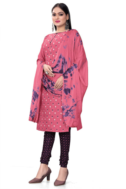 Pink Slab cotton Printed Unstitched Dress Material - Tanvi - Distacart