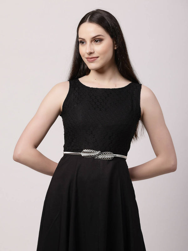 NVR Women Circular Silver Plated Stretchable Metal Belt - Distacart