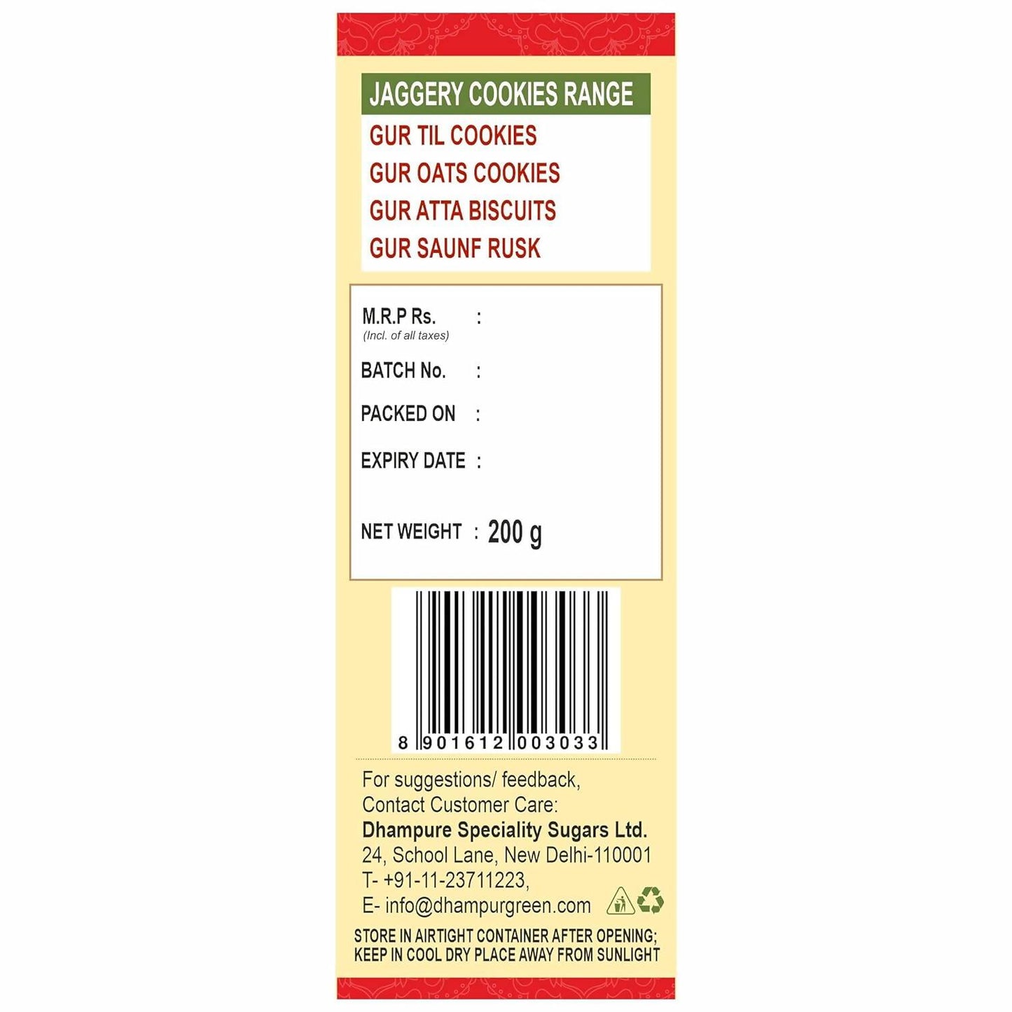 Dhampur Green Gur Crackers Cookies - Distacart