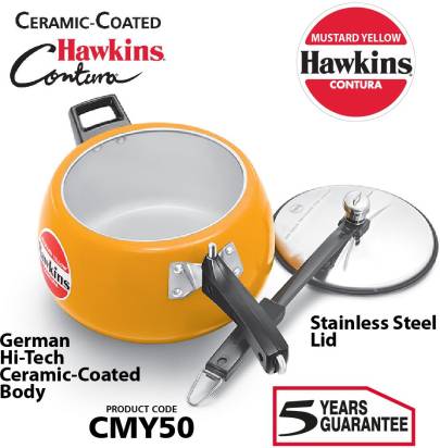 Hawkins Ceramic Coated Contura 5 L Pressure Cooker (CMY50) - Distacart