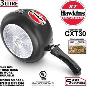 Hawkins Contura Hard Anodized Black XT 3 L Pressure Cooker (CXT30) - Distacart