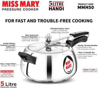 Thumbnail for Hawkins Miss Mary Handi 5 L Pressure Cooker (MMH50) - Distacart