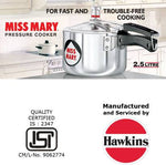Thumbnail for Hawkins Miss Mary 2.5 L Pressure Cooker (Aluminium) - Distacart