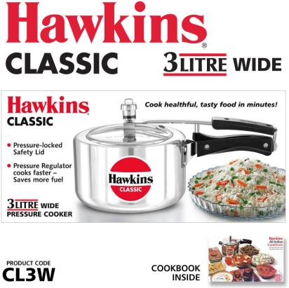 Hawkins Classic Wide Pressure Cooker Aluminium 3 Litre (CL3W) - Distacart
