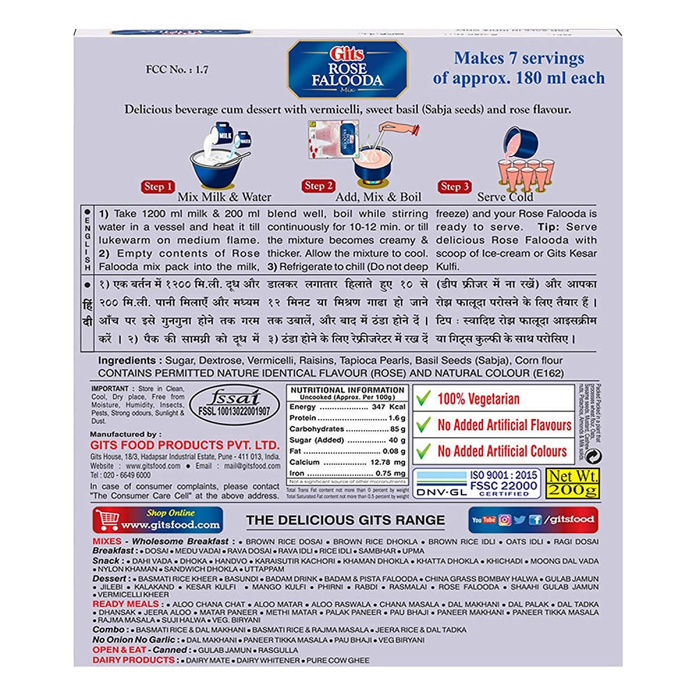 Gits Rose Falooda Mix - Distacart