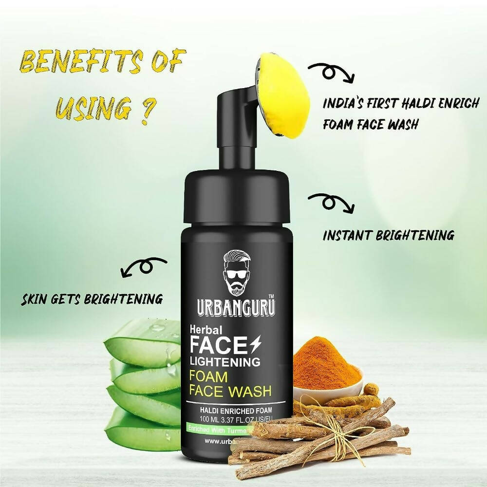 Urbanguru Men's Face Lightening Haldi Foam Face Wash - Distacart