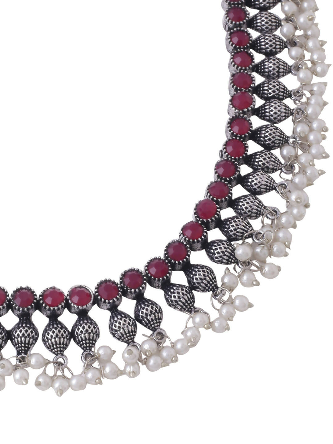 NVR Women Silver-Plated Stone Studded Oxidised Silver Jewellery Set - Distacart