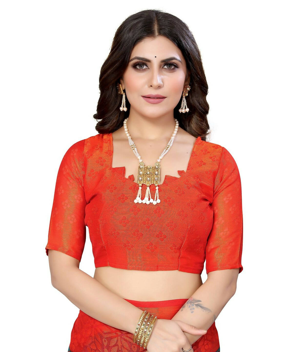 Vamika Rama Green Chiffon Brasso Bollywood Style Woven Saree (DEVINA RAMA) - Distacart