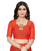 Thumbnail for Vamika Rama Green Chiffon Brasso Bollywood Style Woven Saree (DEVINA RAMA) - Distacart
