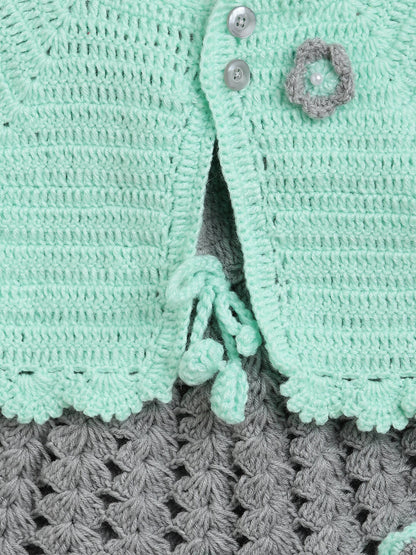 ChutPut Hand knitted Crochet Maharani Wool Dress - Green - Distacart