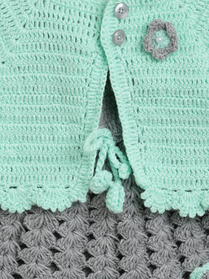 ChutPut Hand knitted Crochet Maharani Wool Dress - Green - Distacart