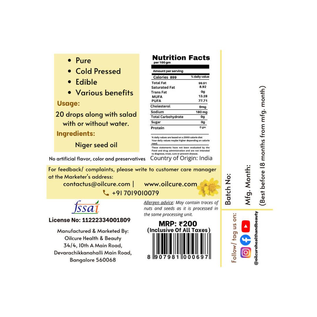 Oilcure Niger Seed Oil - Distacart