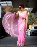 Thumbnail for DEIANA'S Beautiful Golden Jari with New Design Soft Cotton Saree - Pink - Distacart
