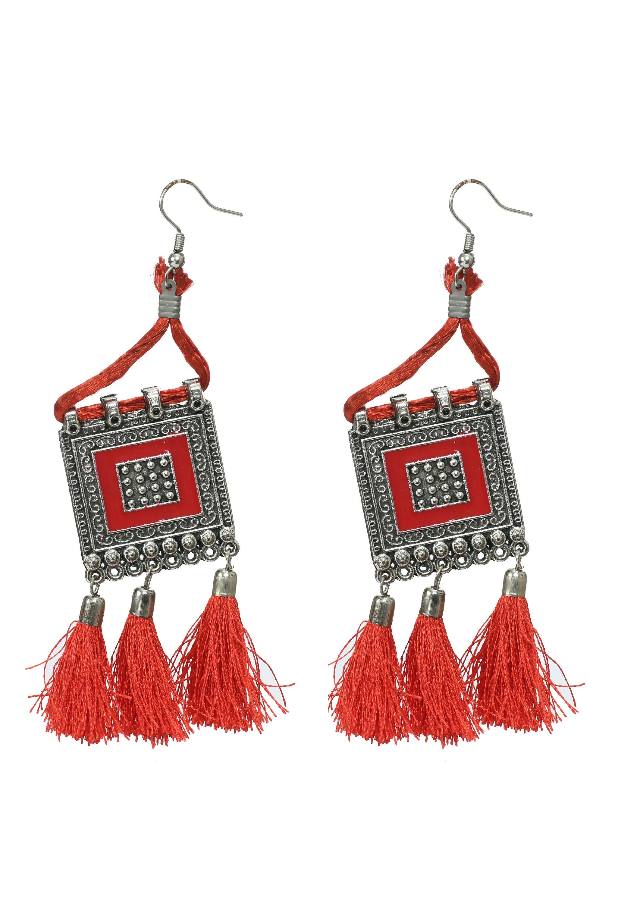 Mominos Fashion Johar Kamal Oxidised Silver-Plated Brass Finish Tassel Work Handicraft Choker For Women (Multi) - Distacart