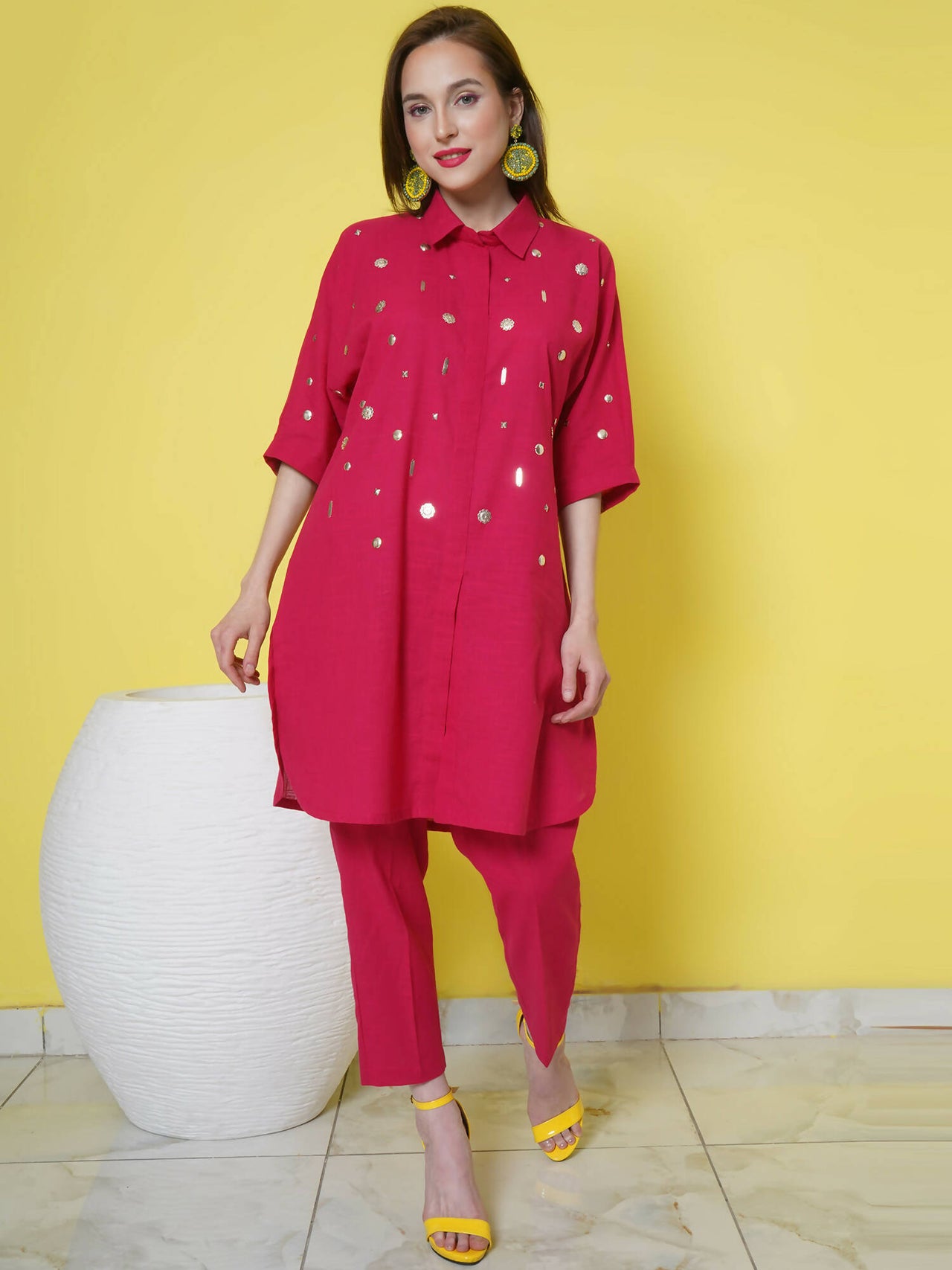 Women Republic Pink Cotton Embellished Kurta Set - Distacart