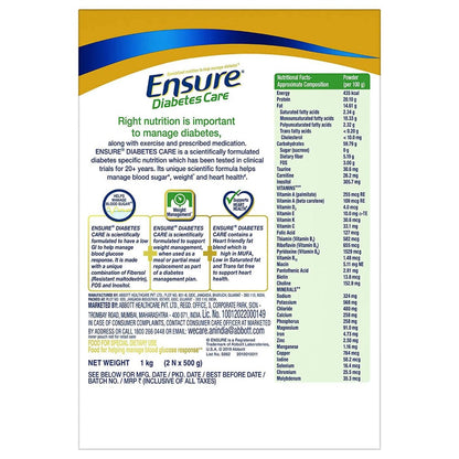 Ensure Diabetes Care Powder Vanilla Flavour Ingredients