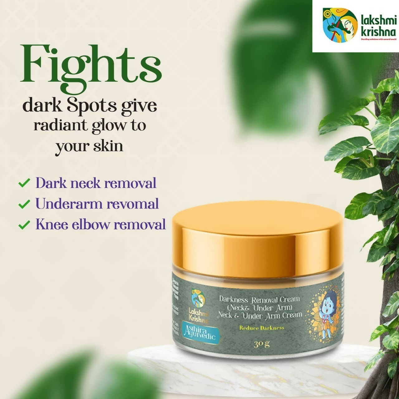 Lakshmi Krishna Naturals Darkness Removal Cream (Neck and Underarm) - Distacart
