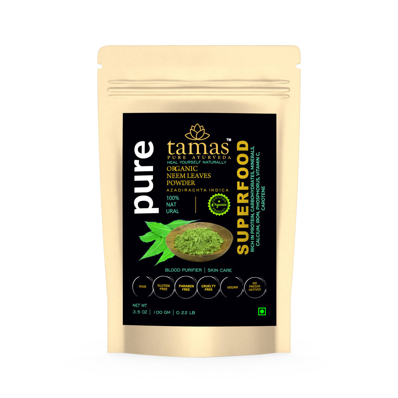 Tamas Pure Ayurveda Superfood Organic Neem Leaves Powder - Distacart