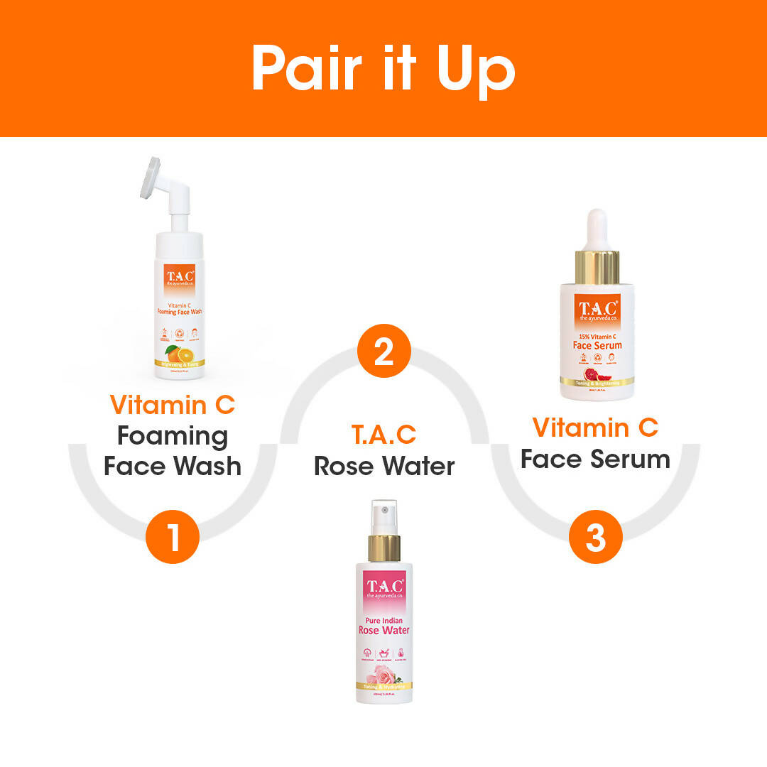 TAC - The Ayurveda Co. Vitamin C Foaming Face Wash for Face Brightening, Clean & Glowing Skin for Women & Men - Distacart