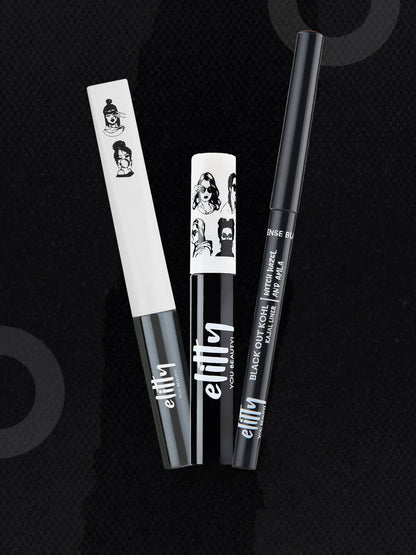 Elitty Eye Gotta Feeling Ultimate Black 3 in 1 Eyeliner, Kajal, Mascara Combo - Distacart