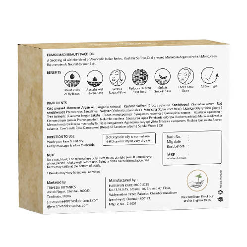 Triveda Kumkumadi Beauty Face Oil - Distacart