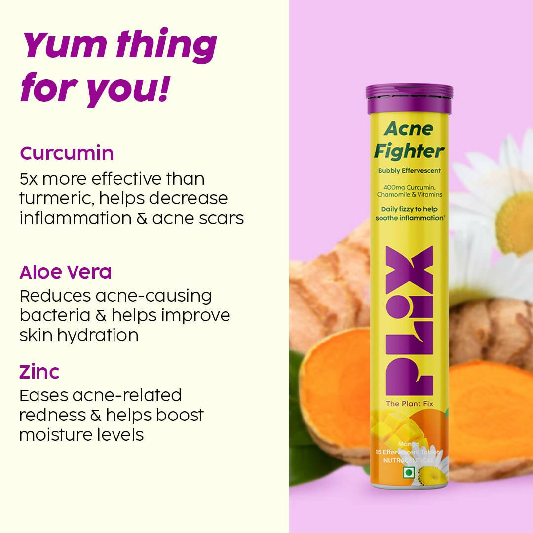 PLIX The Plant Fix Acne Fighter Effervescent Tablets - Mango - Distacart