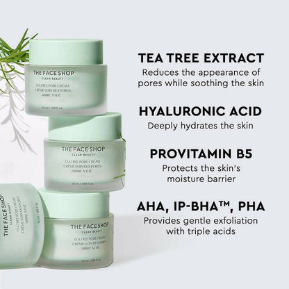 The Face Shop Tea Tree Pore Cream For Oily & Acne Prone Skin - Distacart